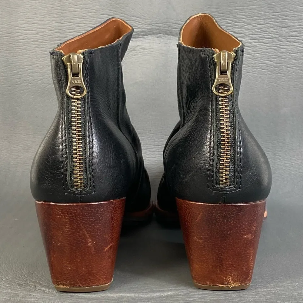 Kork-Ease Kissel Black Ruched Leather ankle Bootie s womens size  9.5